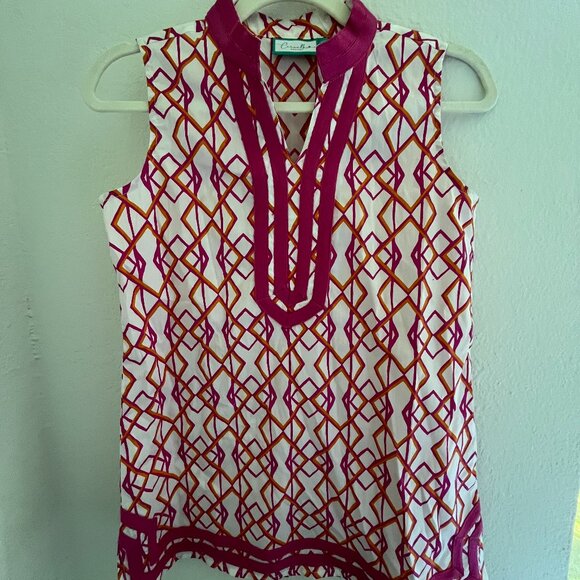 Other - Crown & Ivy Pink Geometric Print Sleeveless Tunic Cover-Up